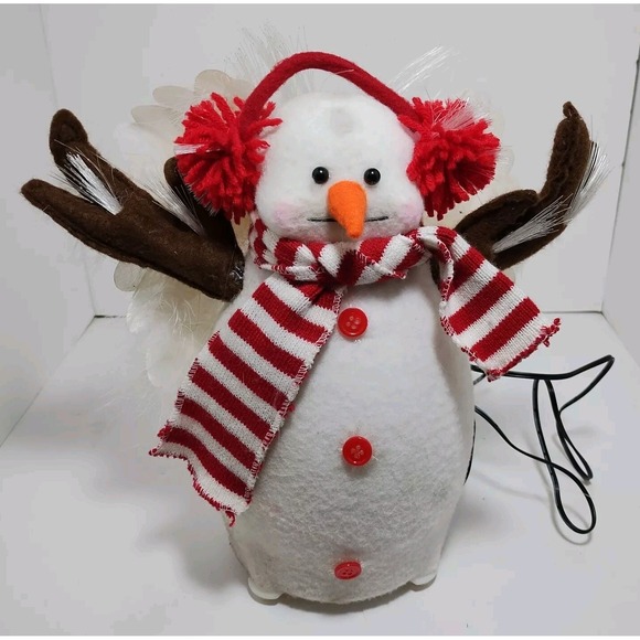 Other - Vintage December Home 11" Fiber Optic Pre-Lit Snowman Angel Original Box Tested